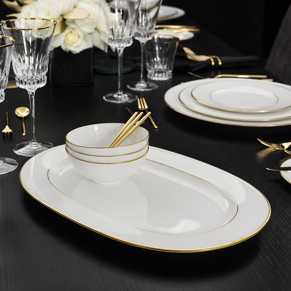 Villeroy & Boch Anmut Gold Serving Platter White 41.3 x 28.5 cm