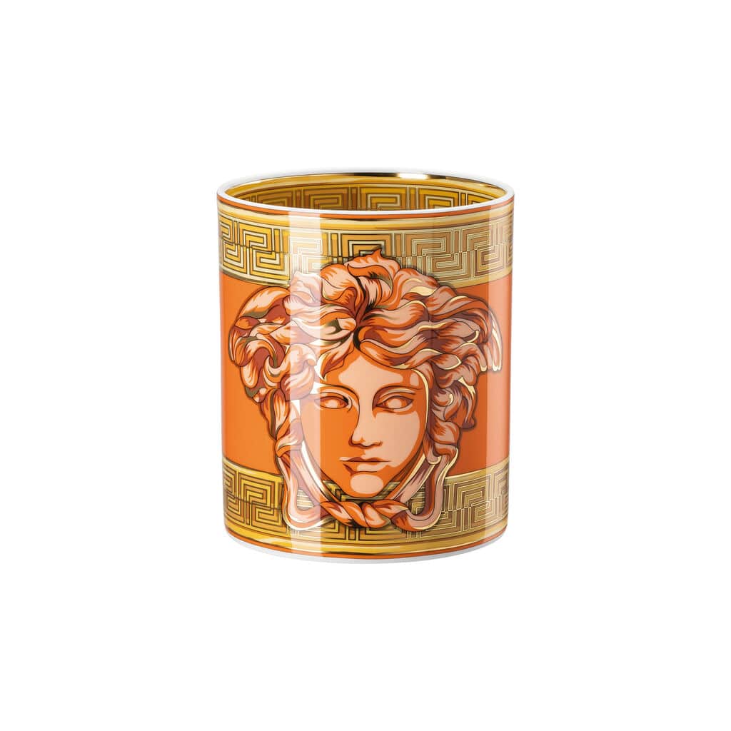 Versace Medusa Amplified Orange Coin Vase â€“ 18 cm Luxury Porcelain