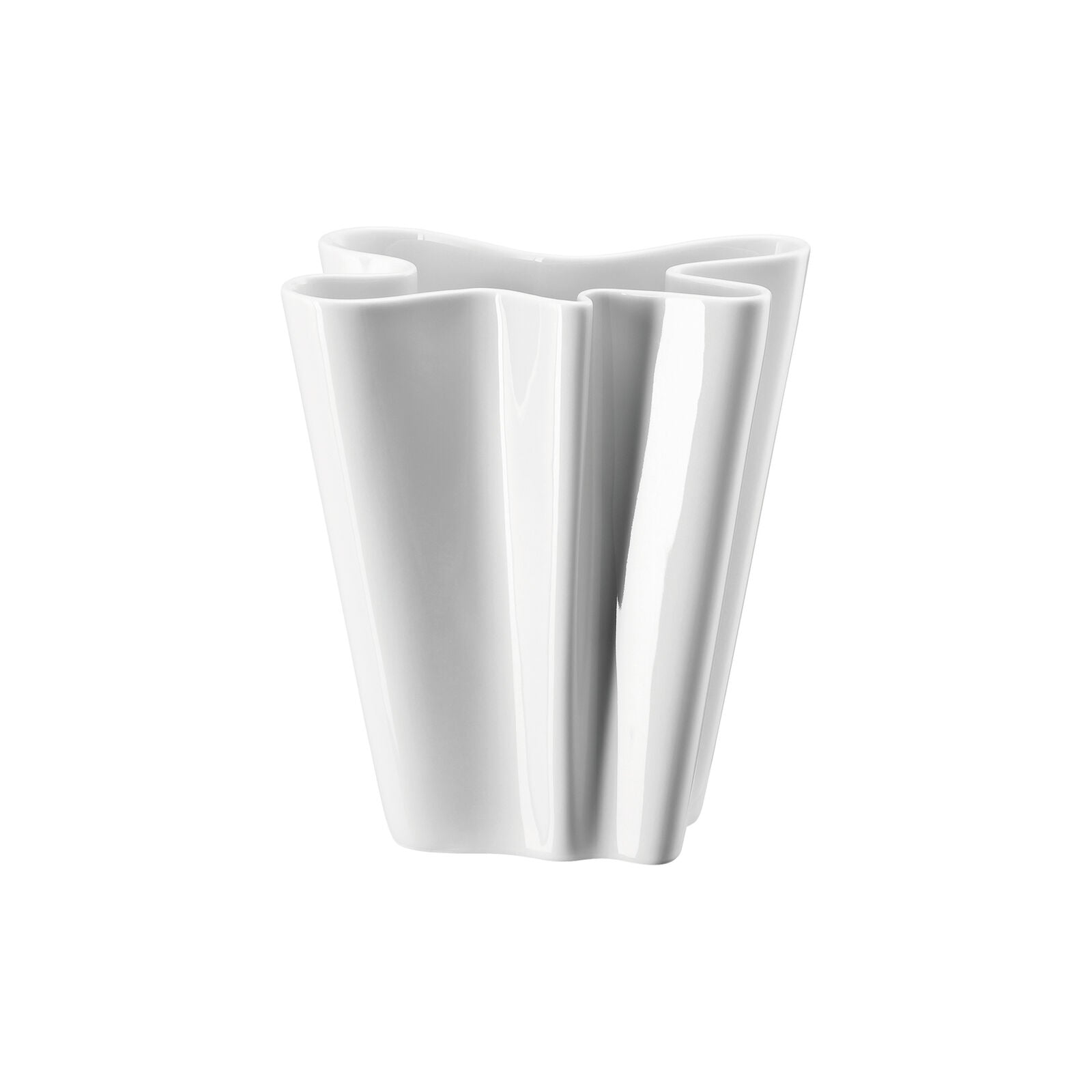 Rosenthal Flux White Porcelain Vase with Sculptural Flowing Design 21cm