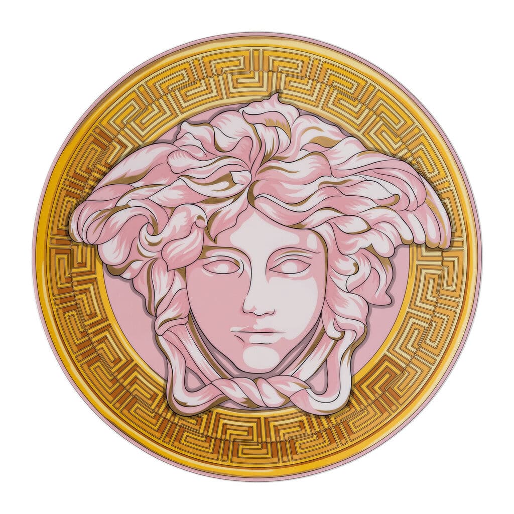 Luxury Versace Medusa Amplified Pink Coin Service Plate 33 cm â€“ Designer Porcelain Showplate