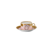 Versace Medusa Amplified Pink Coin Tea Cup and Saucer - Luxury Porcelain Set