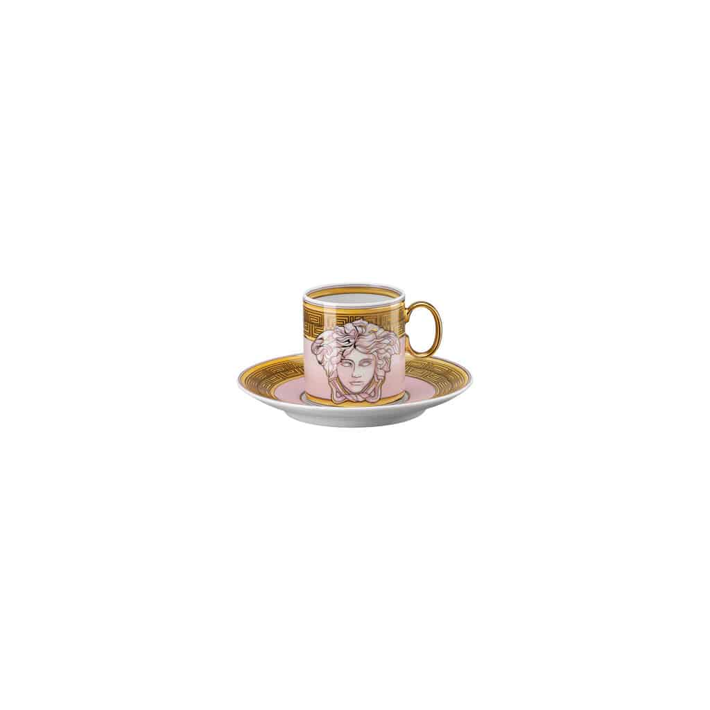 Versace Medusa Amplified Pink Coin Espresso Cup & Saucer â€“ Luxury Porcelain Set