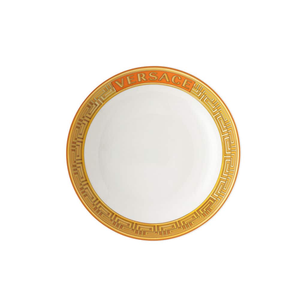 Versace Medusa Amplified Orange Coin Rim Soup Plate 8.5 inch
