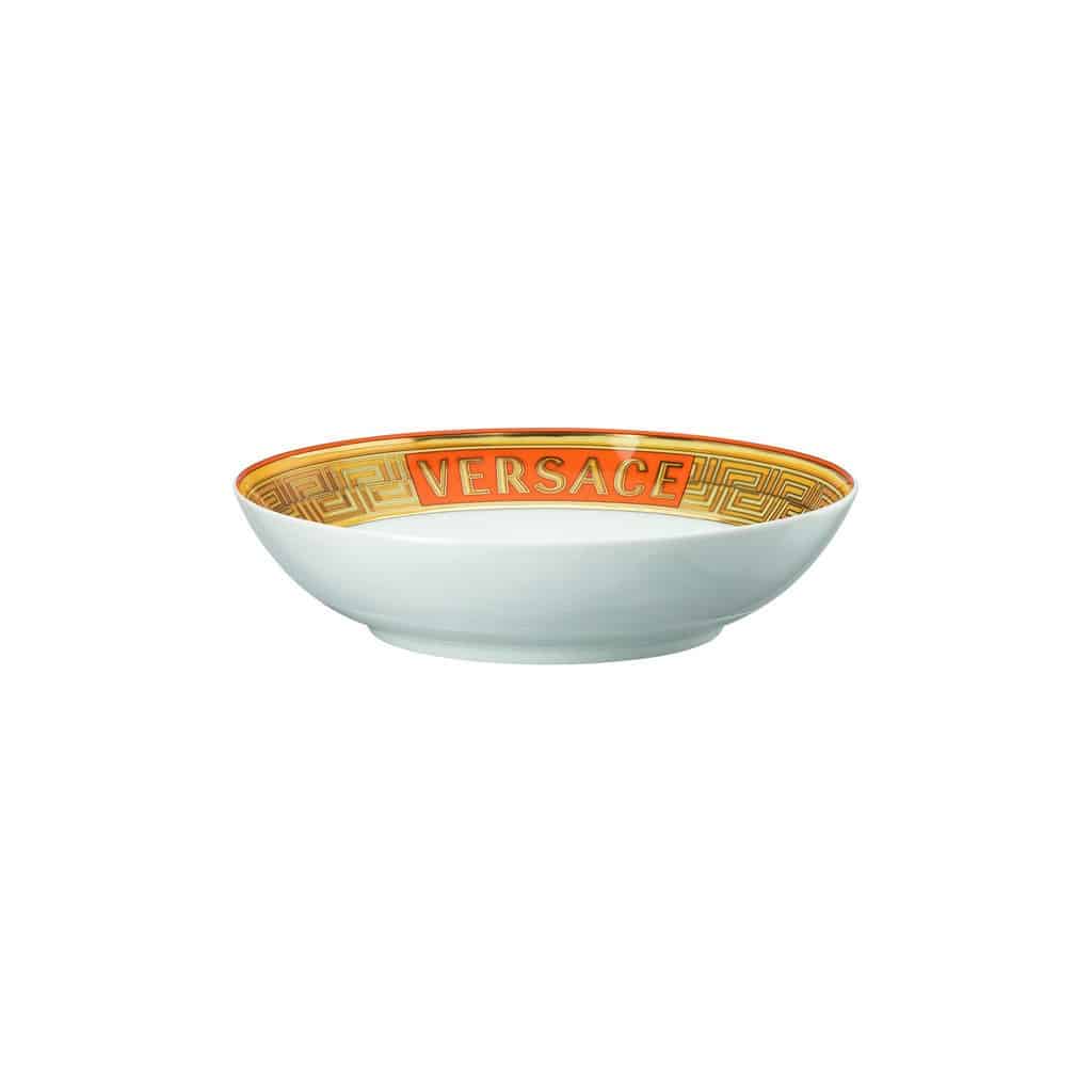 Versace Medusa Amplified Orange Coin Rim Soup Plate â€“ 8.5 Inch Luxury Porcelain