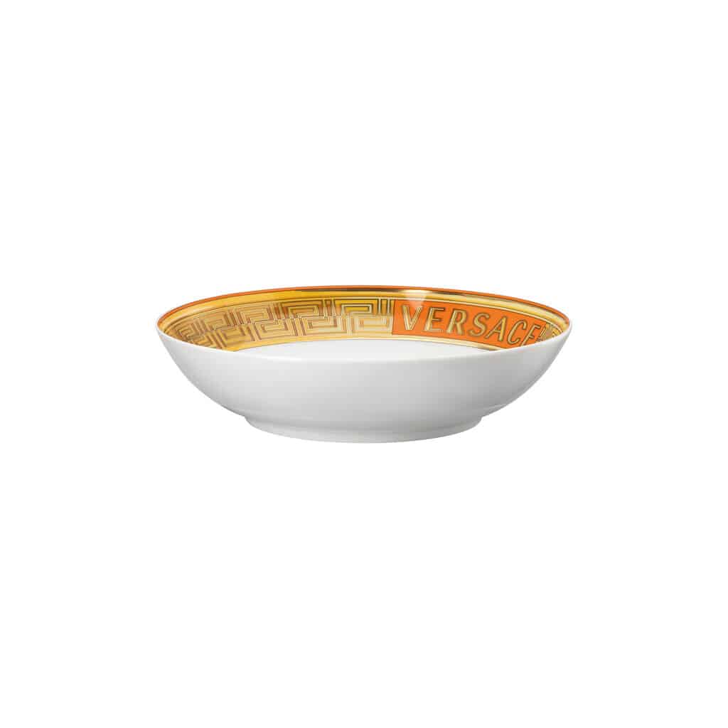 Versace Medusa Amplified Orange Coin Rim Soup Plate 8.5 inch