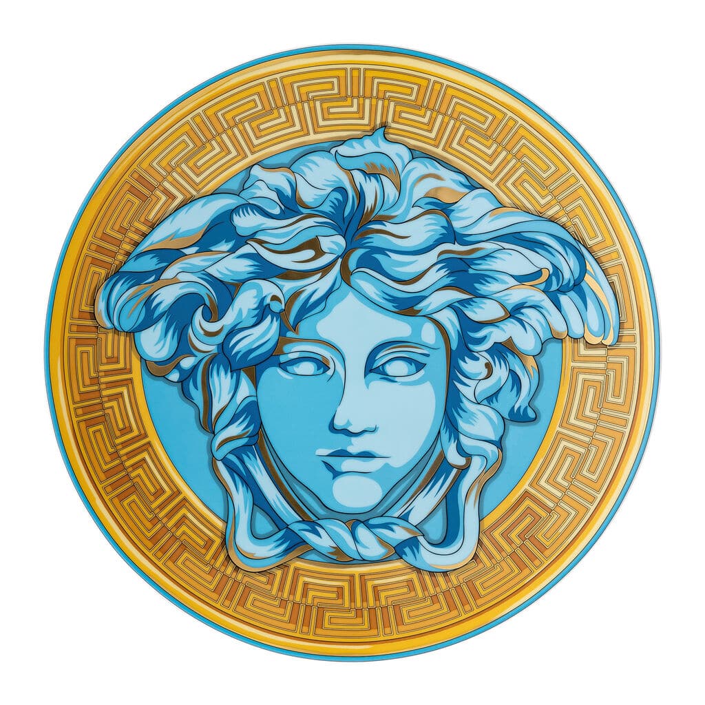 Versace Medusa Amplified Blue Coin Service Plate â€“ 33 cm Luxury Porcelain