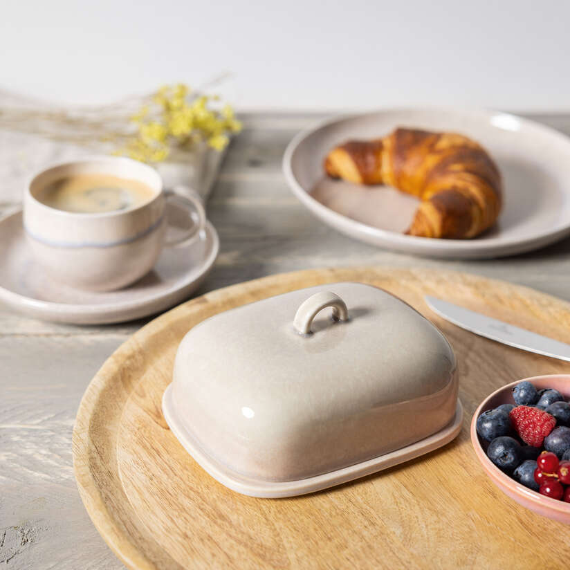 Villeroy & Boch Perlemor Covered Butter Dish â€“ Premium Beige Porcelain 15.5â€¯Ã—â€¯12.5â€¯cm