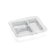 IVV All‑In‑One luxury glass plate 32×28 cm with four sections and striped design