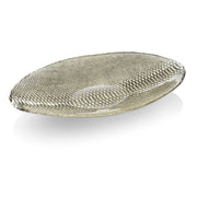 IVV Divina Oval Luxury Glass Dish 50x30 CM in Beige and Chrome â€“ Handmade in Italy