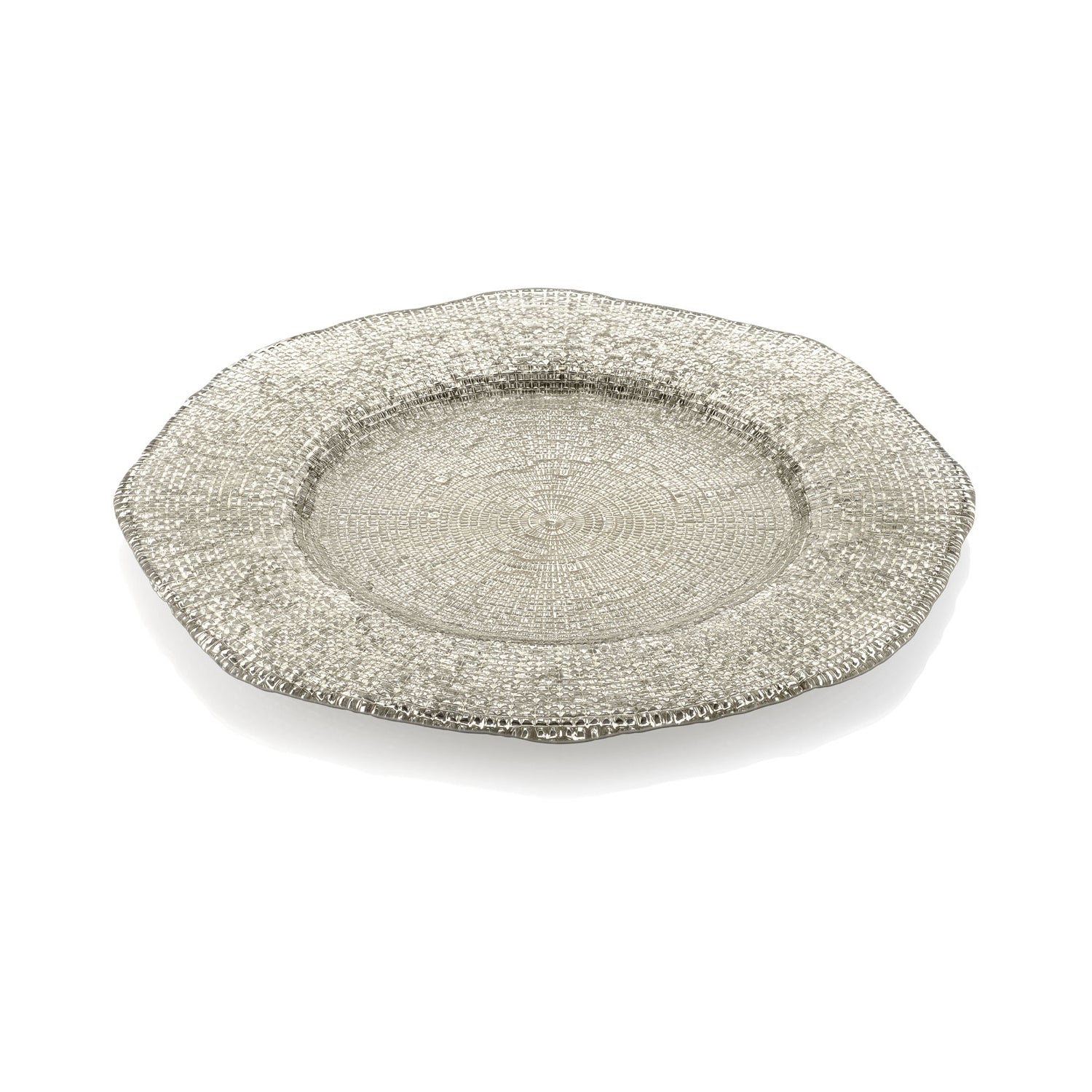 IVV Diamante Luxury Glass Plate 34 CM â€“ Beige and Chrome Finish â€“ Made in Italy