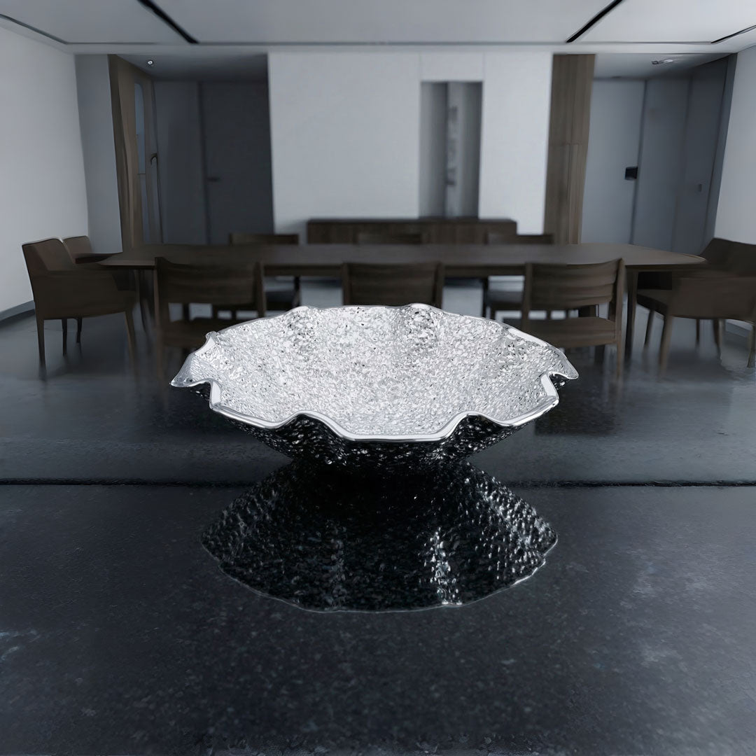 LIRICA SCALLOPED BOWL Ã˜ 25 CM SILVER PLATED SILVER COLOR