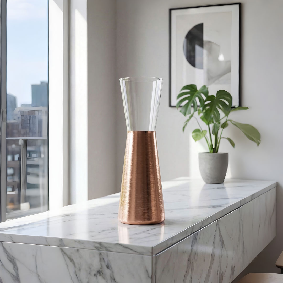 FUTURA VASE H. 30.5 CM CLEAR COPPER DECORATION
