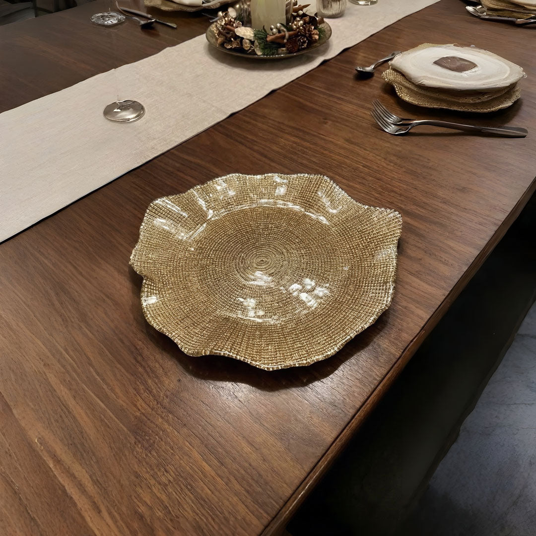 FOLIES PLATTER CM.37 COGNAC GLITTER DECORATION