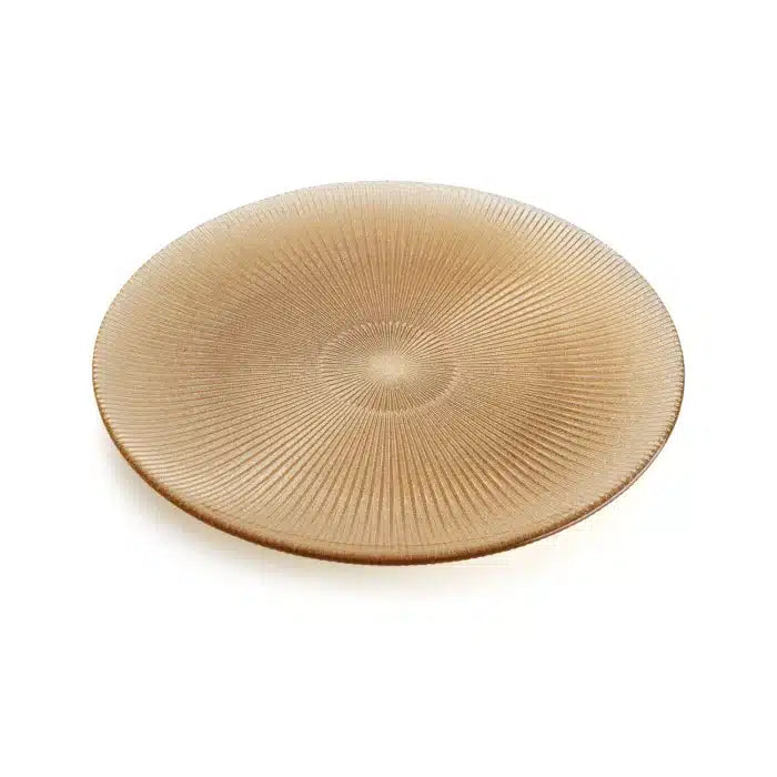 NOEL GLASS PLATTER CM.37 ROSE GOLD GLITTER DECORATION