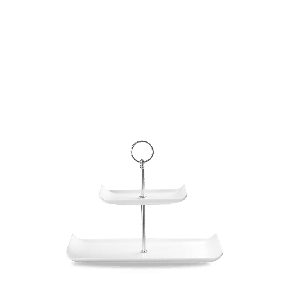 ALC WHITE PLATE TWO TIER17cm