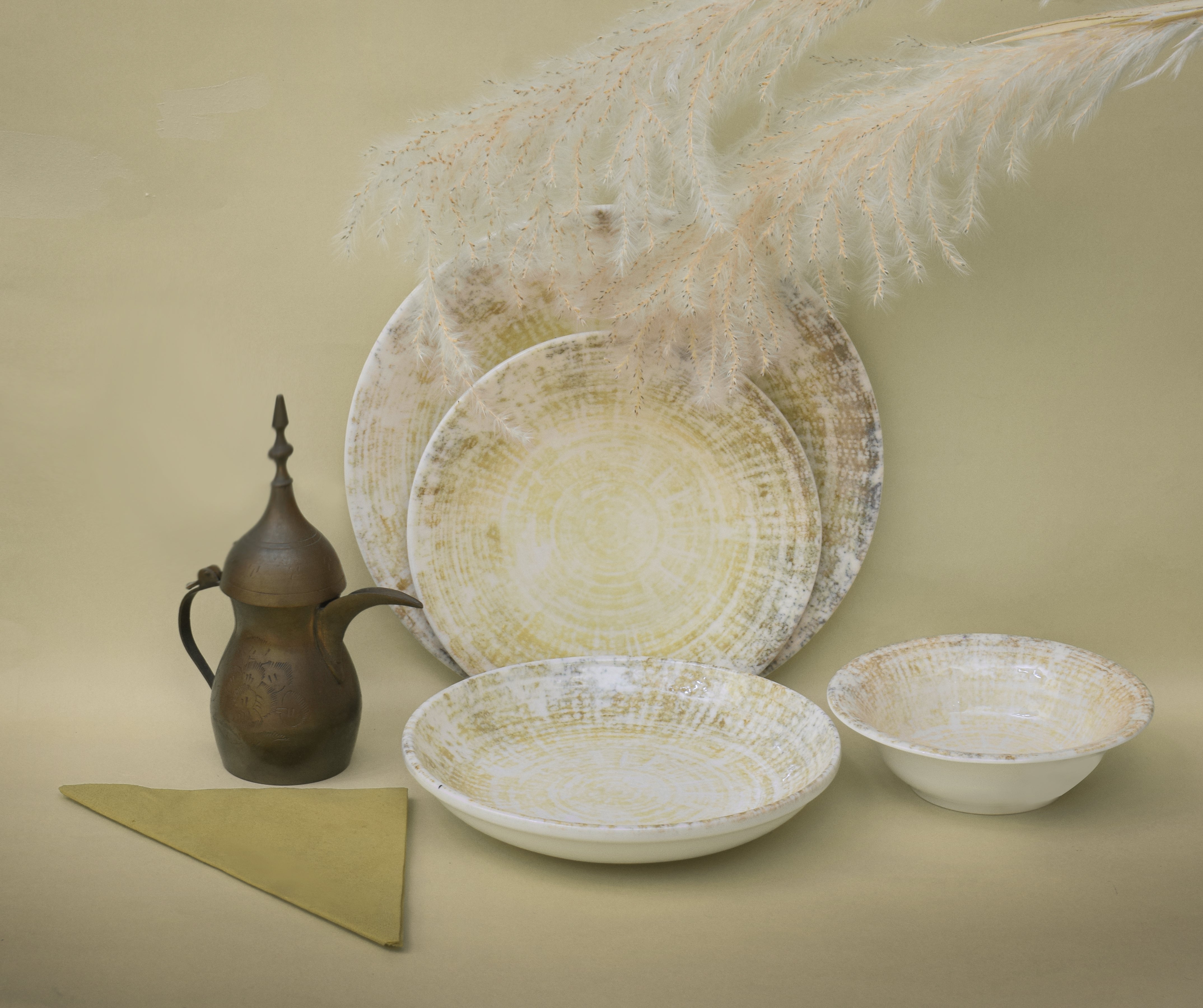 Kutahya | Dinner Set | 24 Pieces | Cinnamon Shape | Decorated
