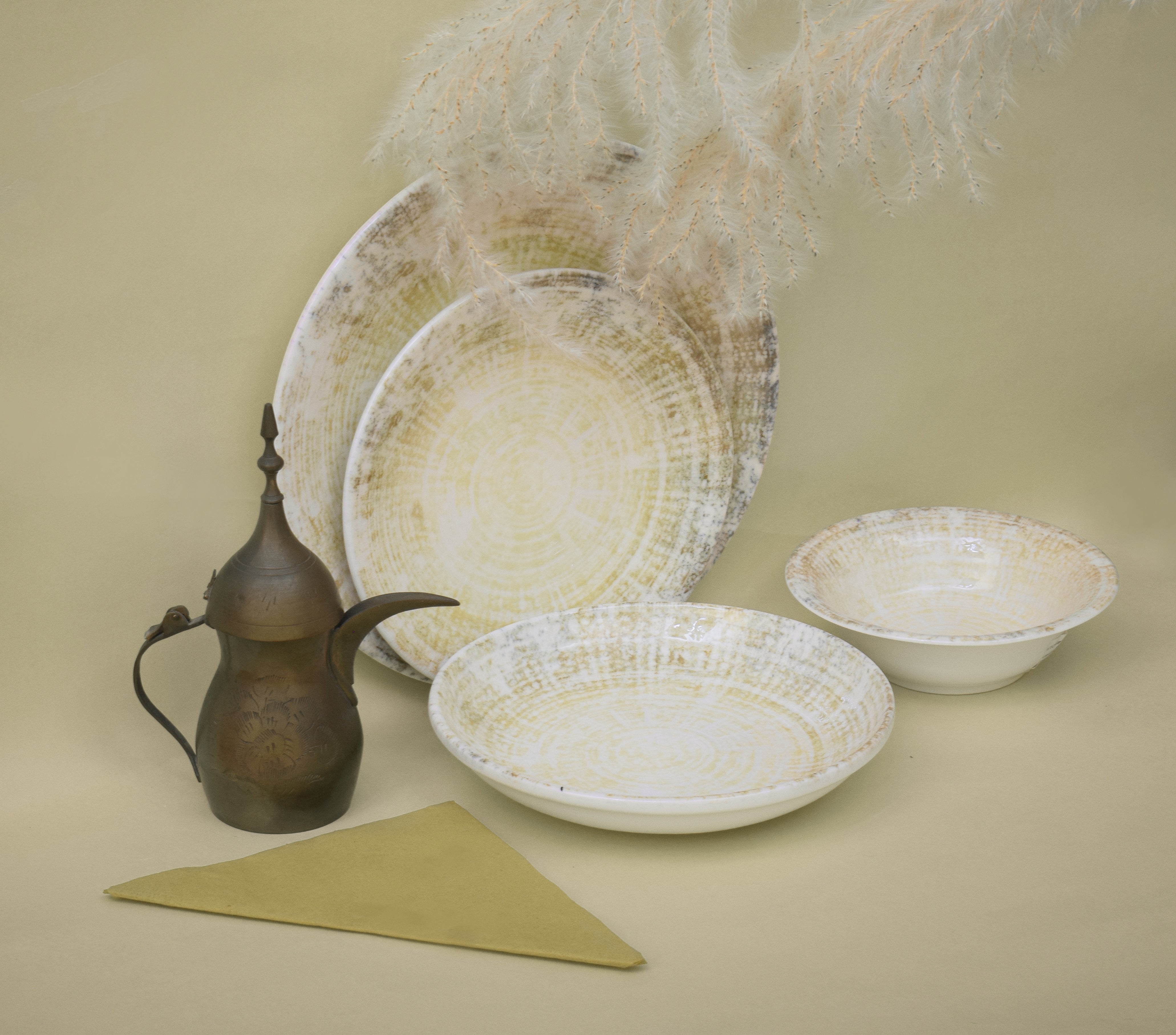 Kutahya | Dinner Set | 24 Pieces | Cinnamon Shape | Decorated