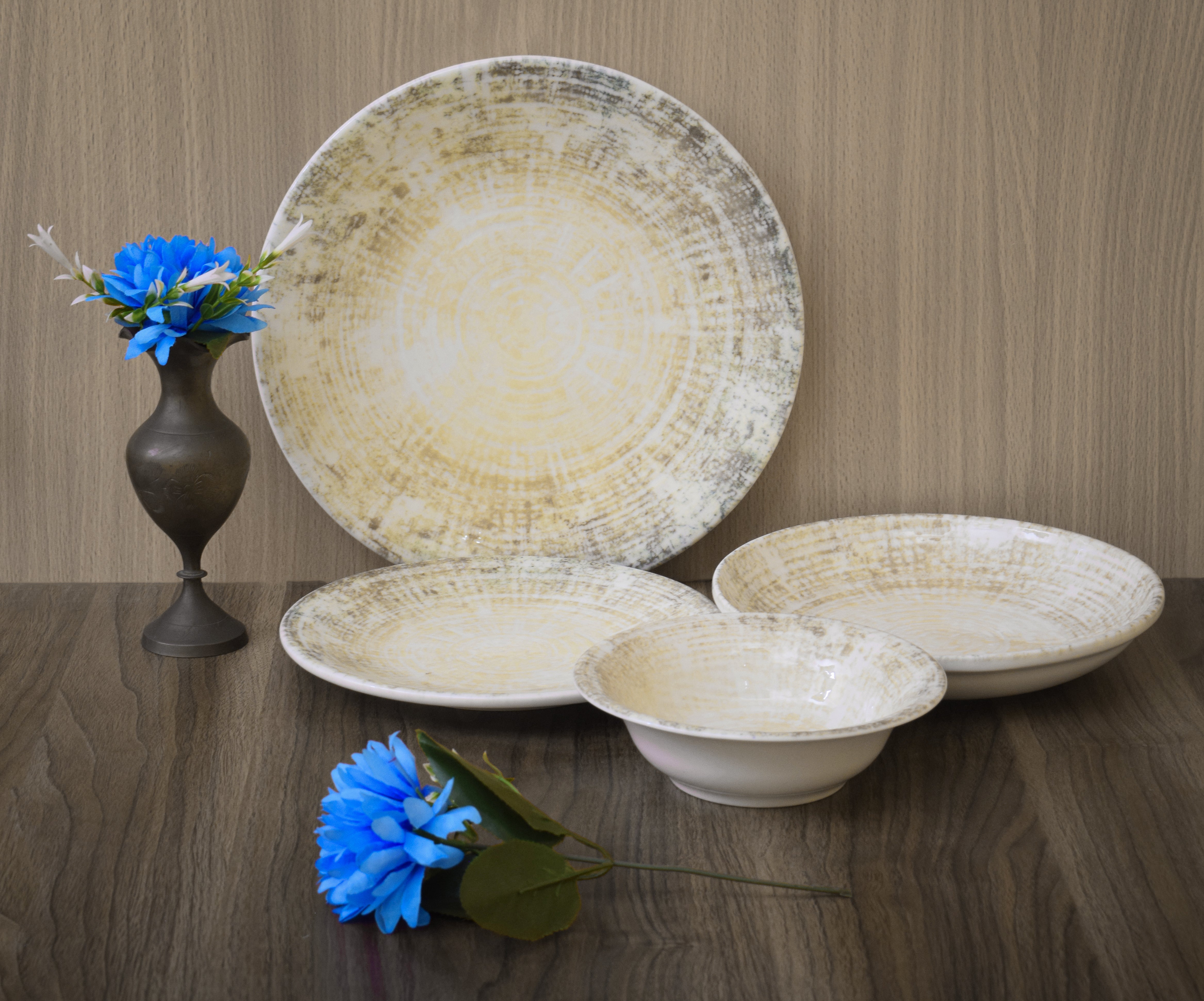 Kutahya | Dinner Set | 24 Pieces | Cinnamon Shape | Decorated