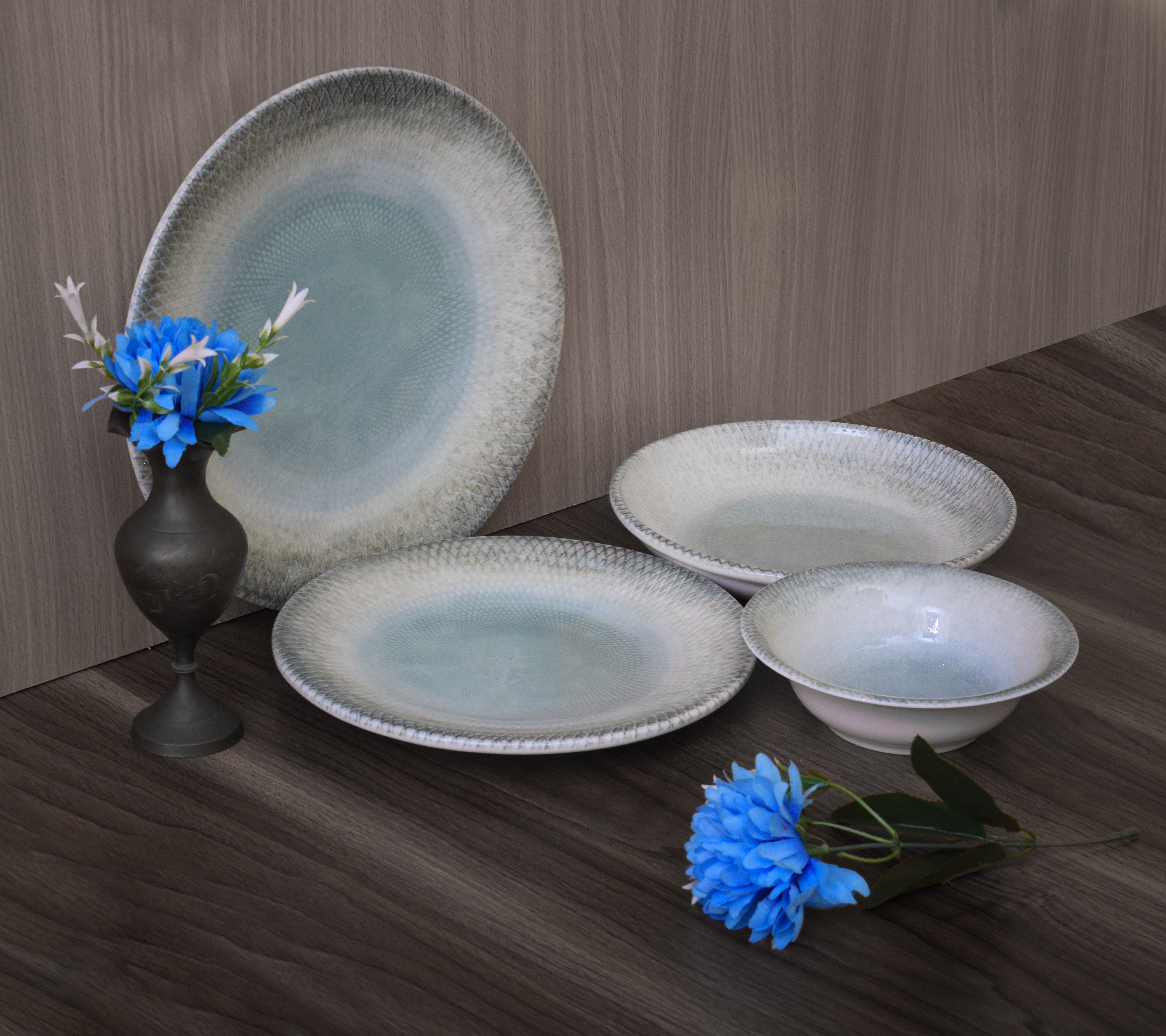 Kutahya | Dinner Set | 24 Pieces | Sky & Cloud Shape | Decorated