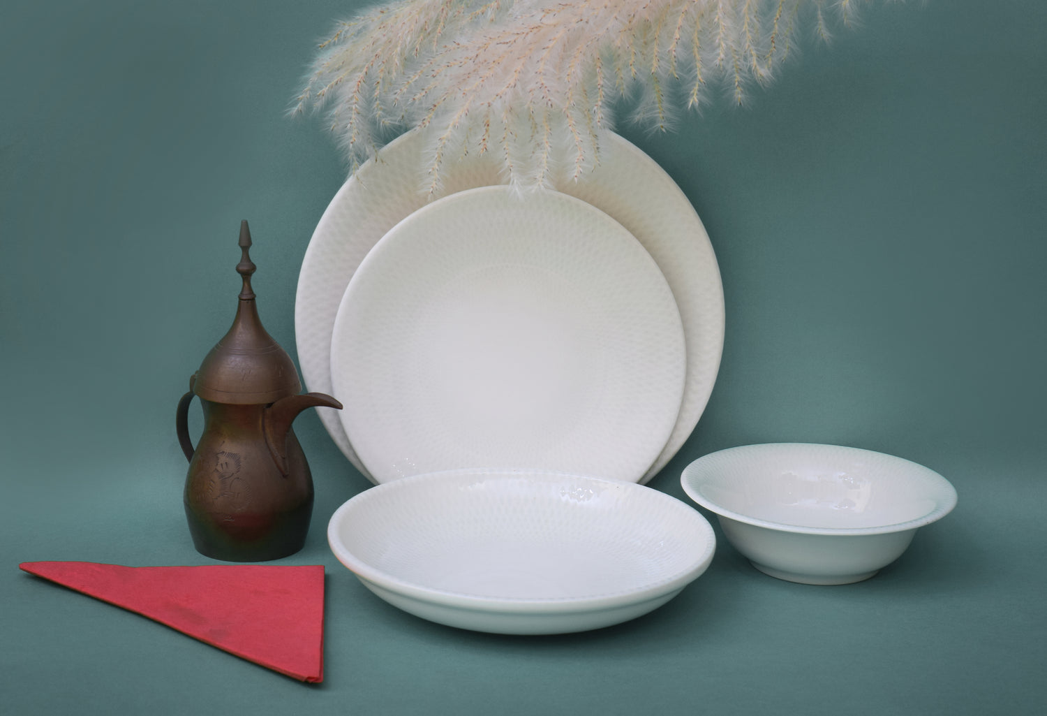 Kutahya | Dinner Set | 24 Pieces | Sky & Cloud white Shape | white
