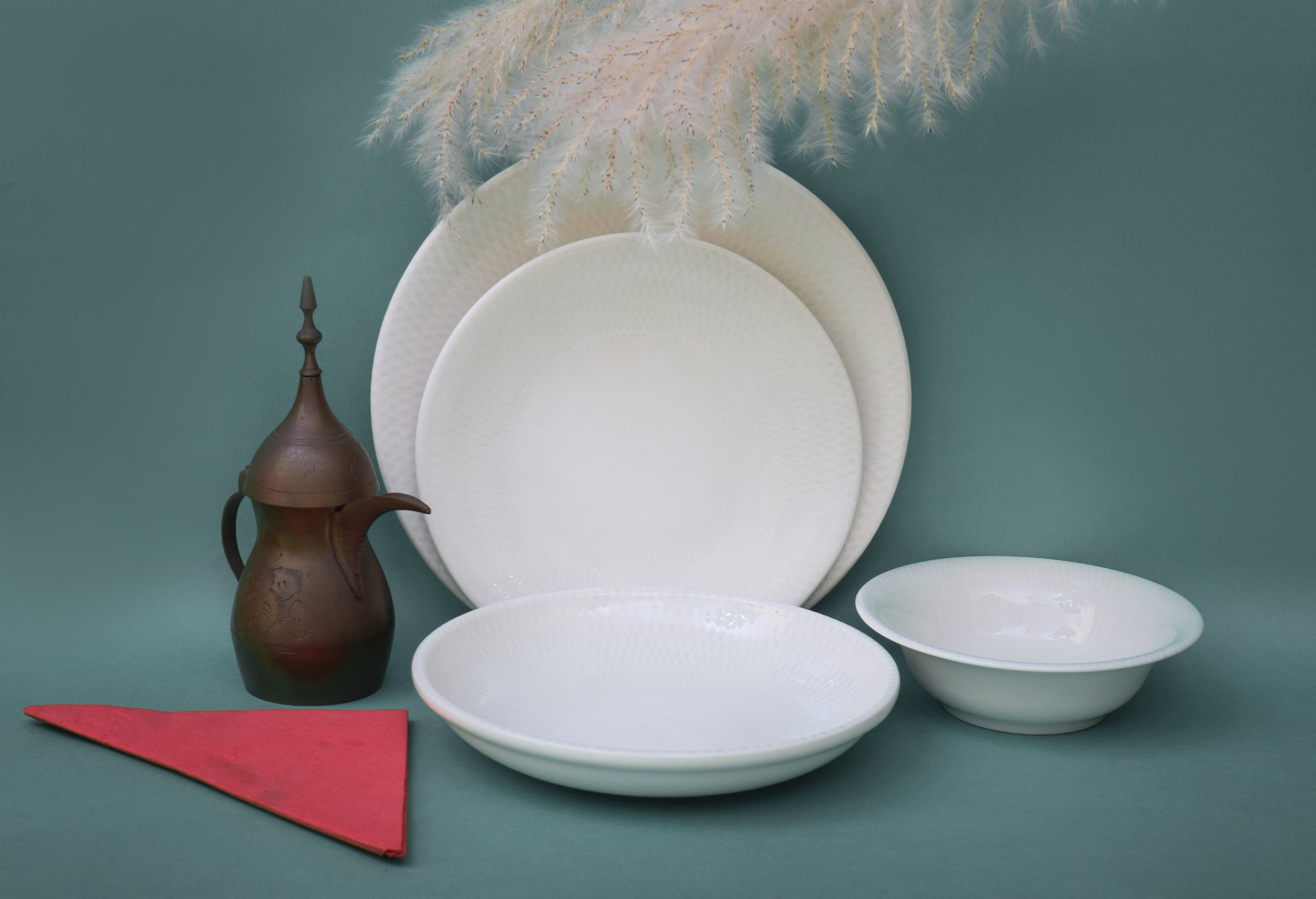 Kutahya | Dinner Set | 24 Pieces | Sky & Cloud white Shape | white