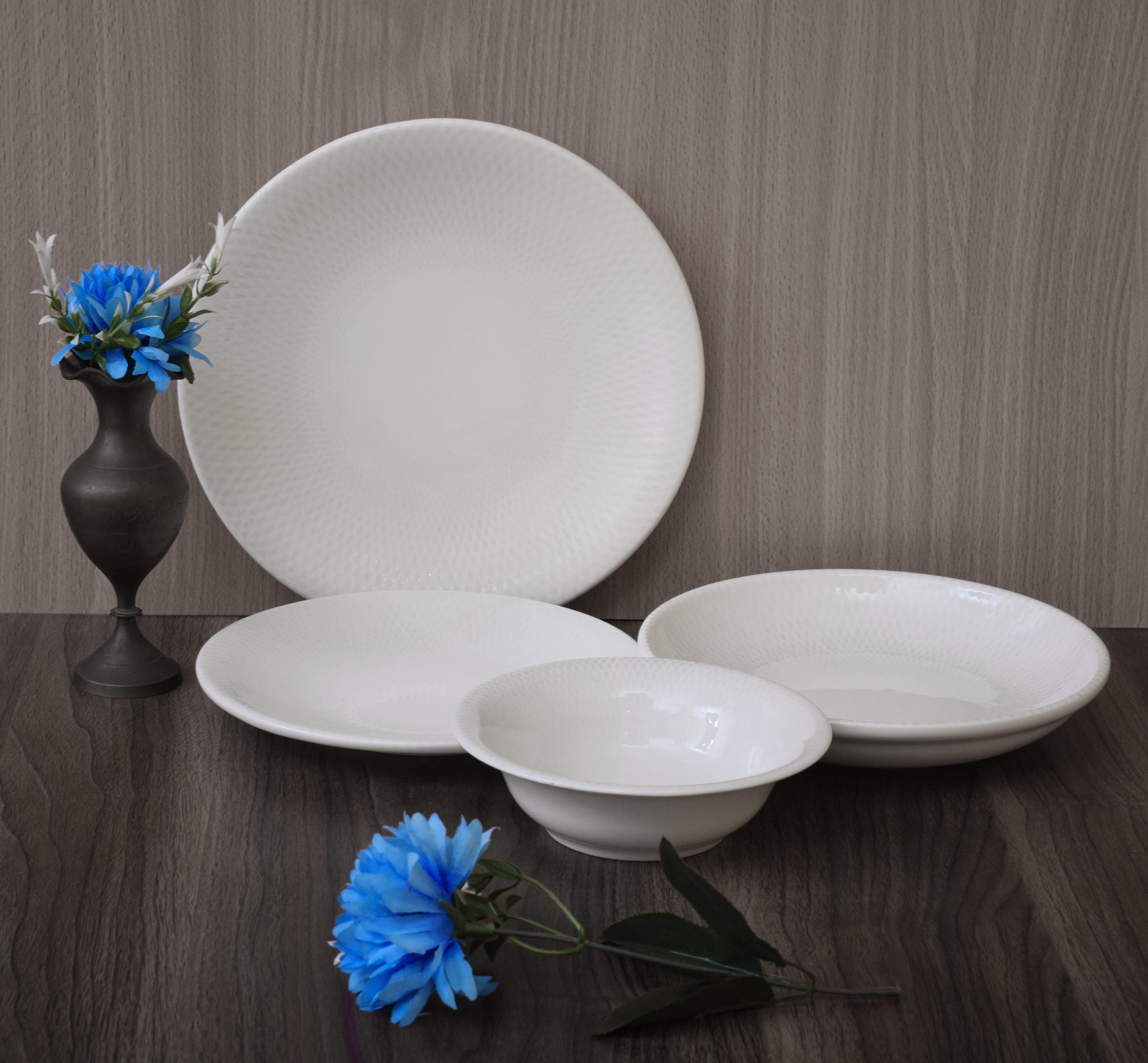 Kutahya | Dinner Set | 24 Pieces | Sky & Cloud white Shape | white