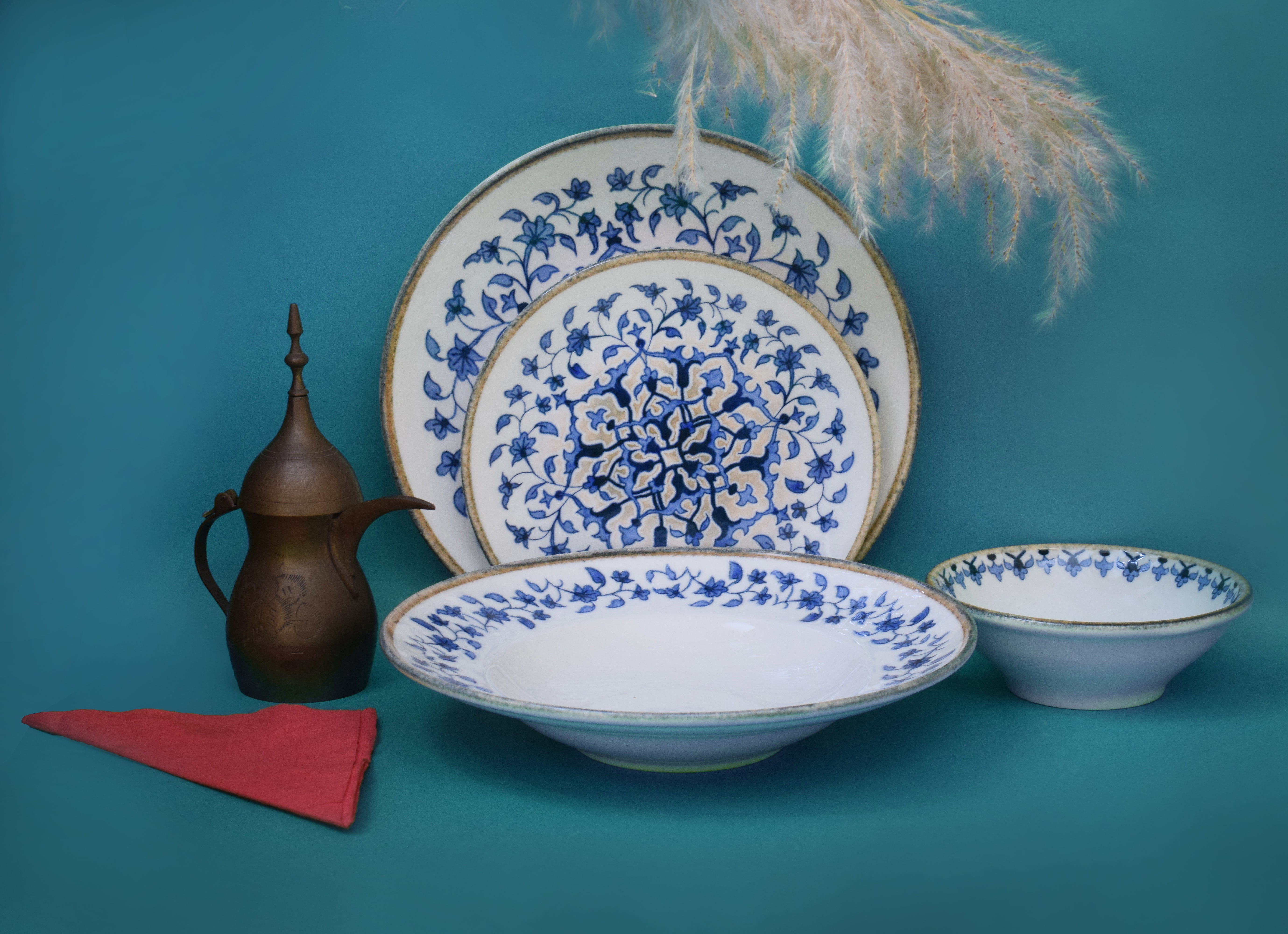 Kutahya | Dinner Set | 24 Pieces | Tile Legacy  Shape | Decorated