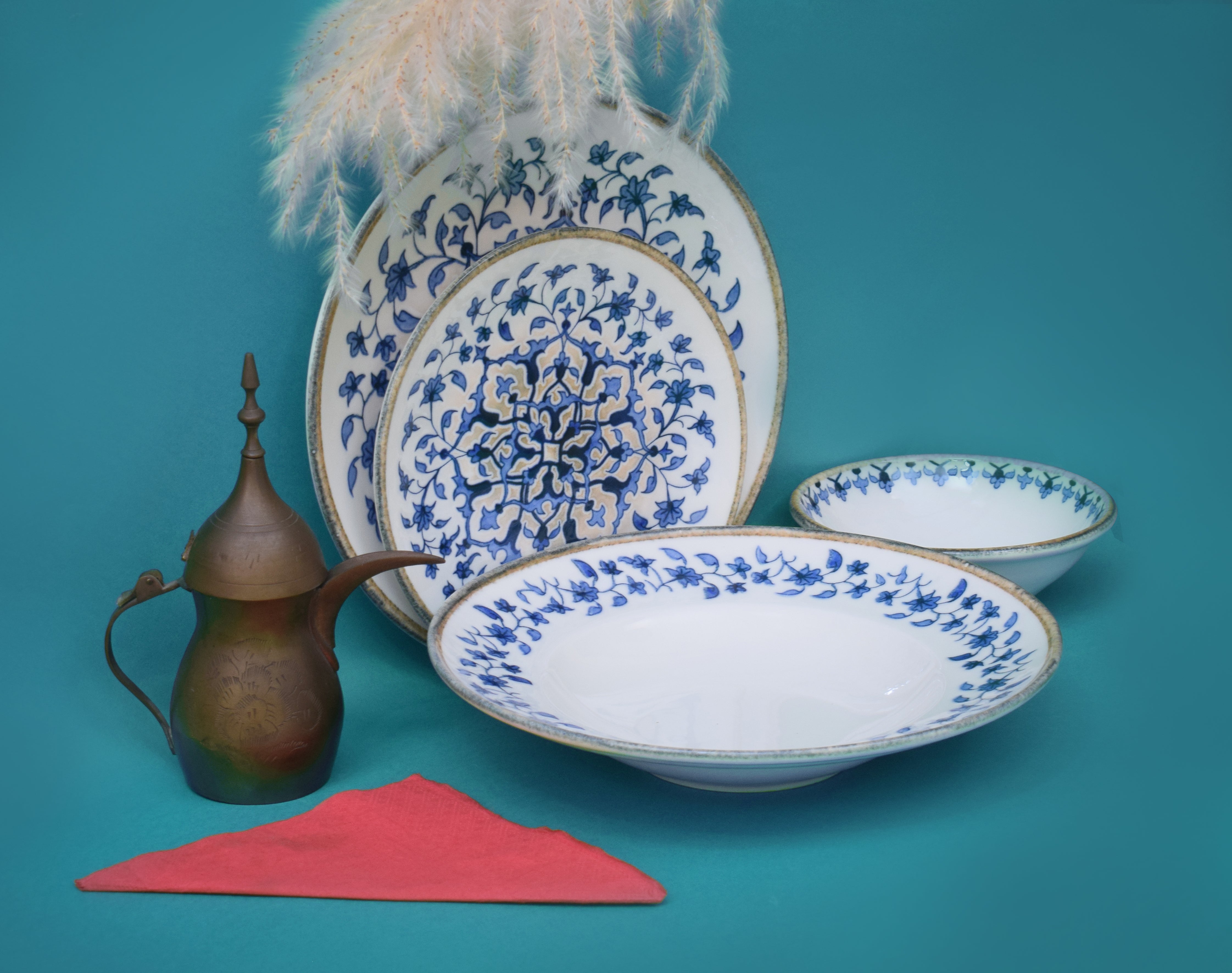 Kutahya | Dinner Set | 24 Pieces | Tile Legacy  Shape | Decorated