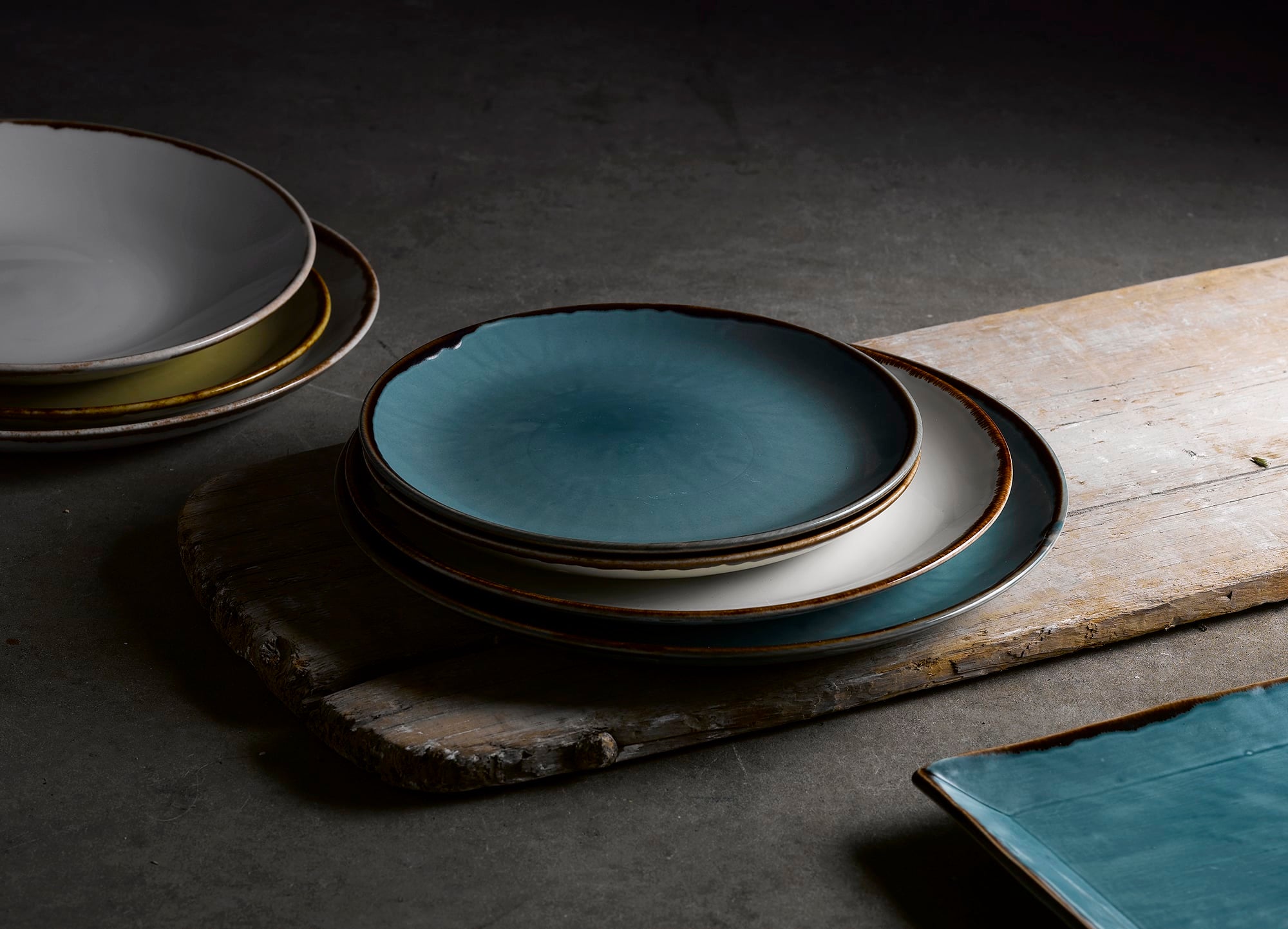 HARVEST BLUE OBLON PLATE29x15