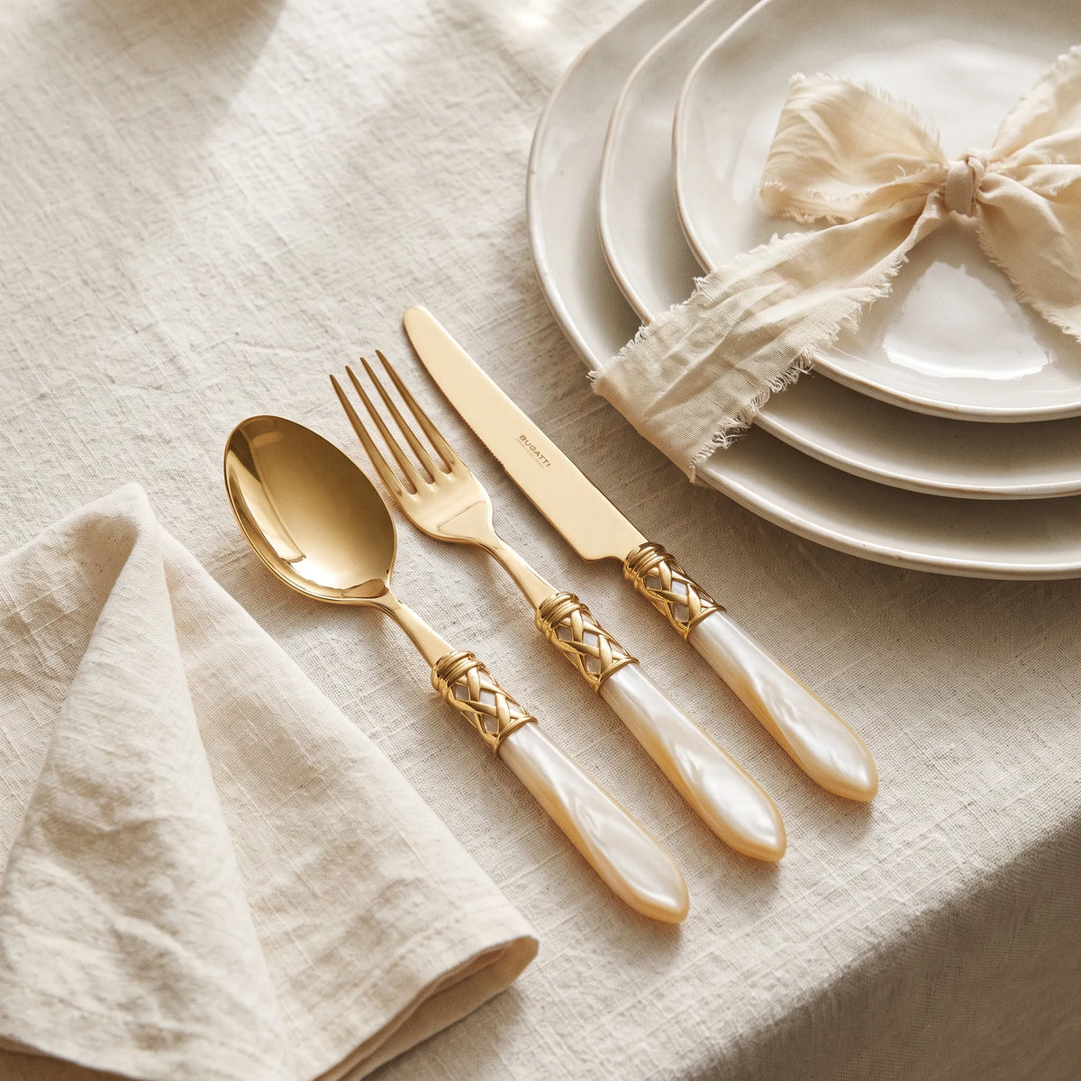 Bugatti Aladdin PVD Gold Ivory 30-Piece Cutlery Set