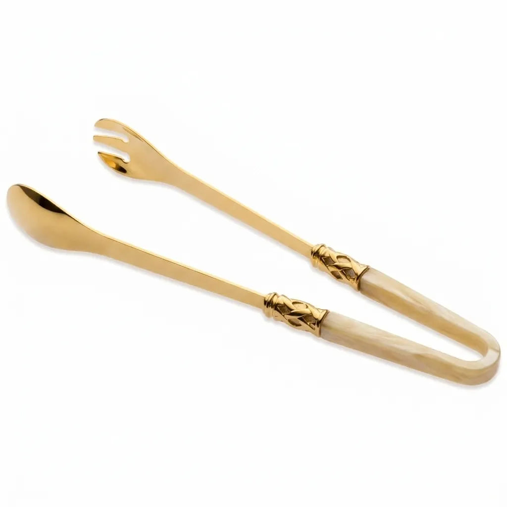 Bugatti Aladdin PVD Gold Salad Tongs - Ivory