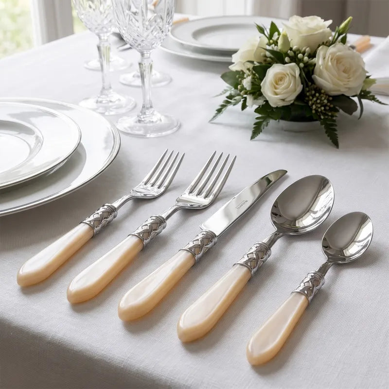 Bugatti Aladdin Ivory 30-Piece Chrome Cutlery Set