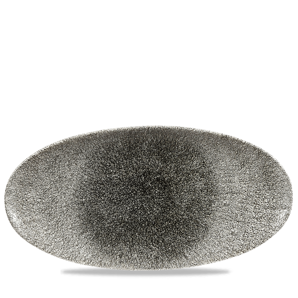 RAKU QUARTZ BLACK OVAL PLATE34