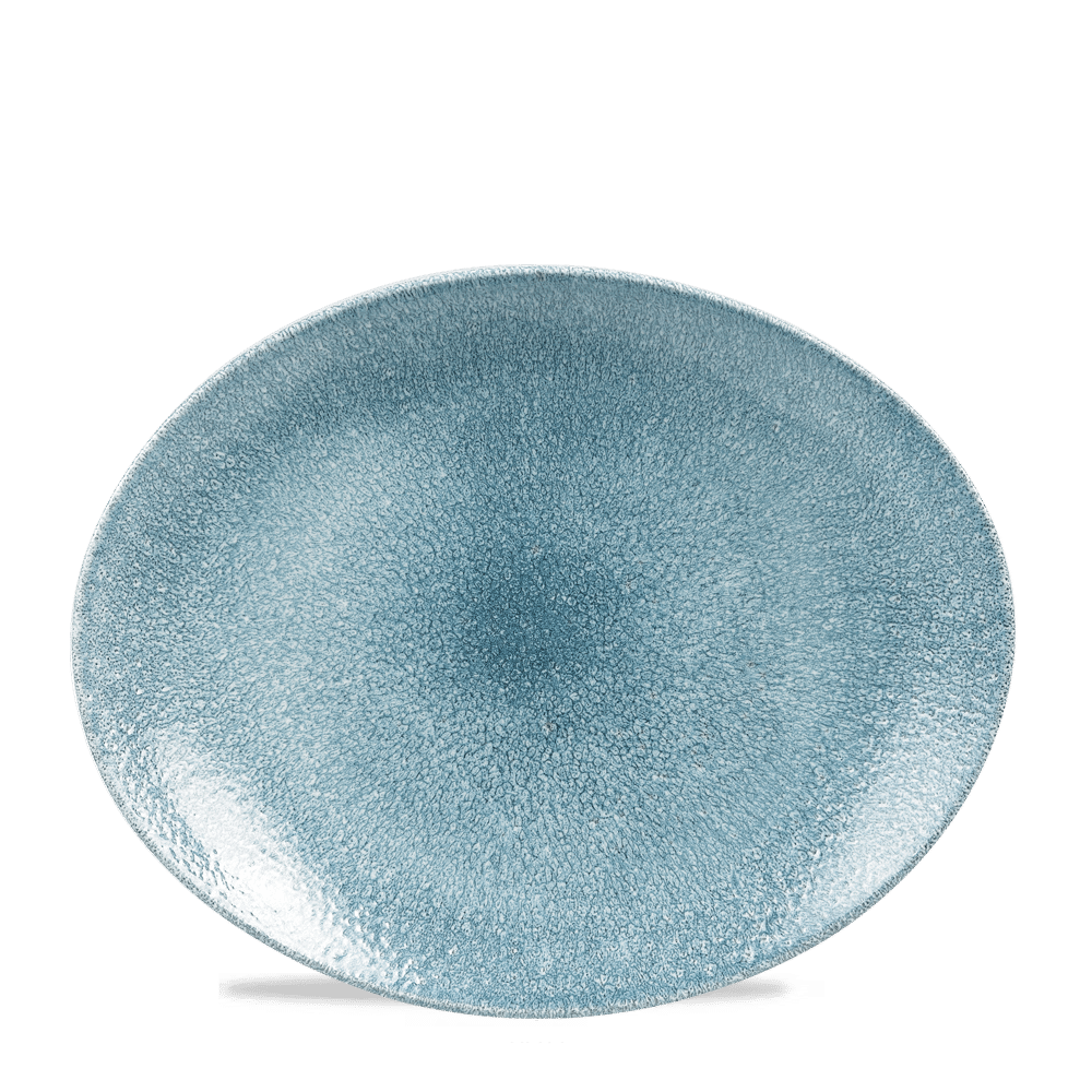 RAKU TOPAZ BLUE OVAL PLATE31.7