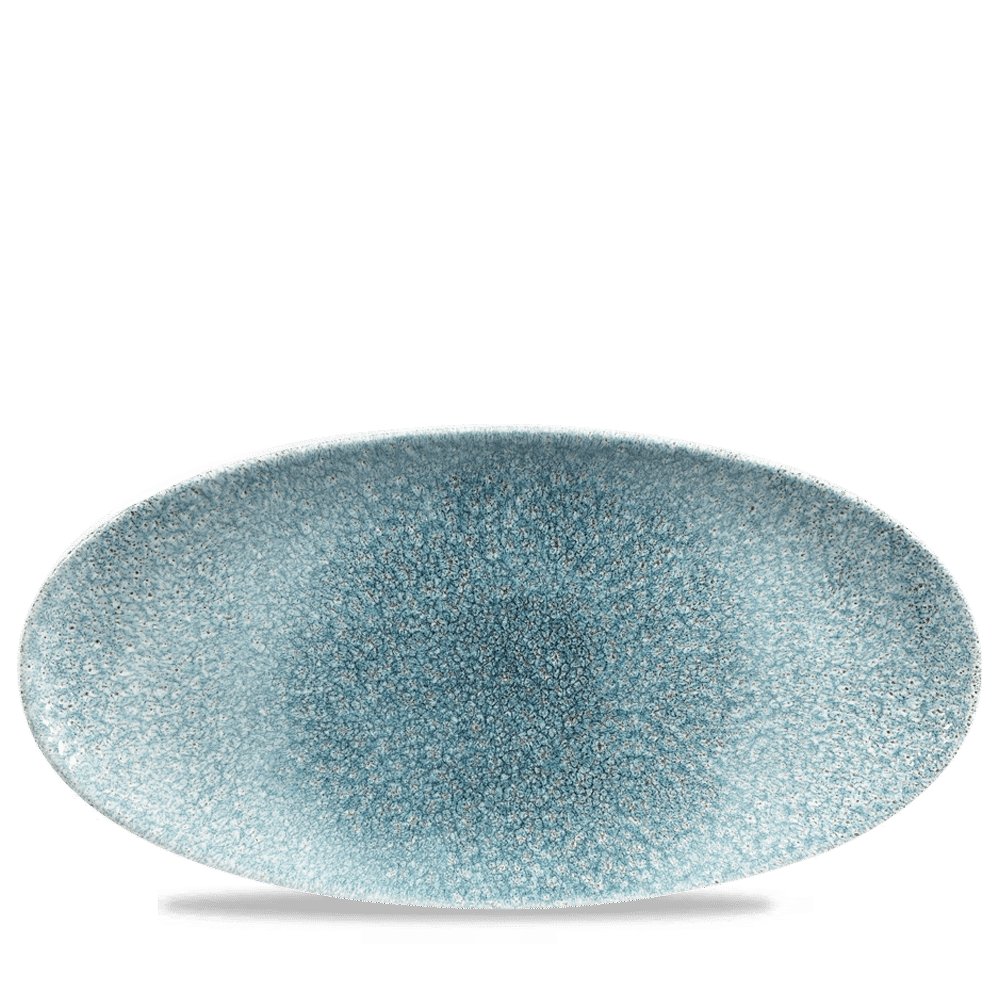 RAKU TOPAZ BLUE OVAL PLATE17.3