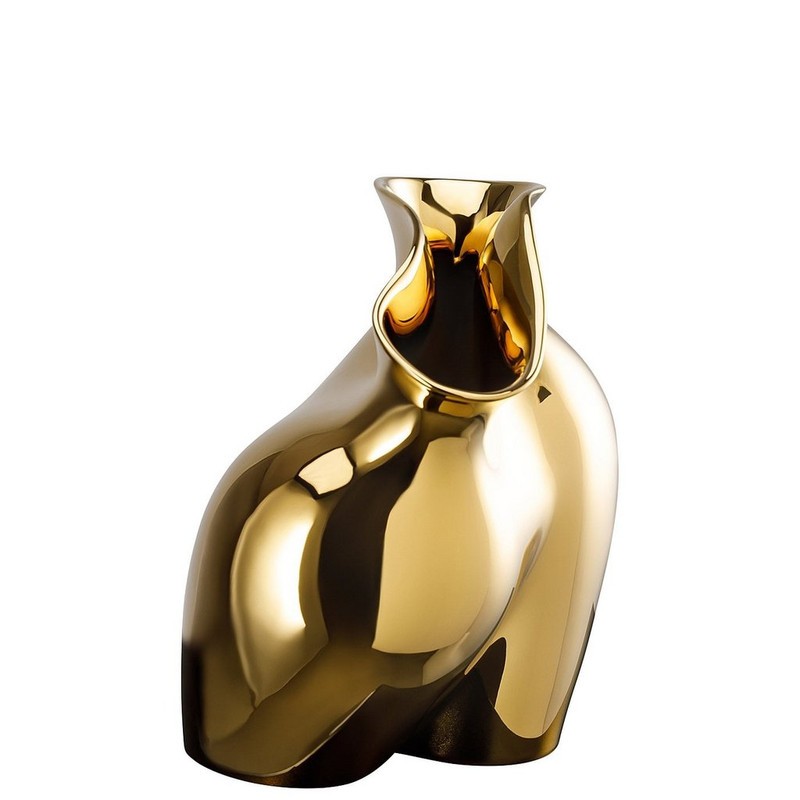 Rosenthal La Chute Titanized Gold Porcelain Vase by Cedric Ragot 24.5cm