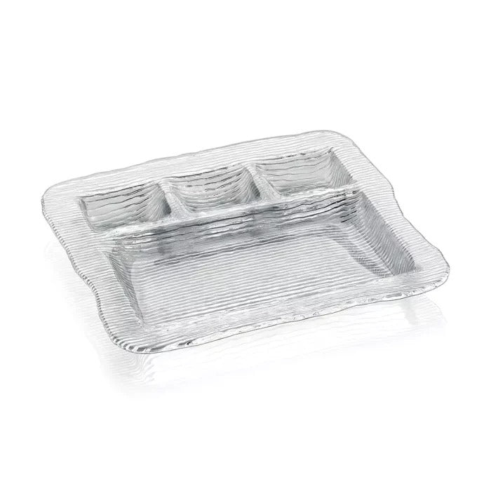 Luxury clear glass appetizer dish with 4 compartments by IVV â€“ All-in-One Collection