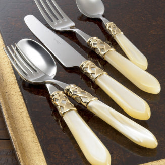 Bugatti Aladdin PVD Gold Serving Spoon - Ivory - mood image