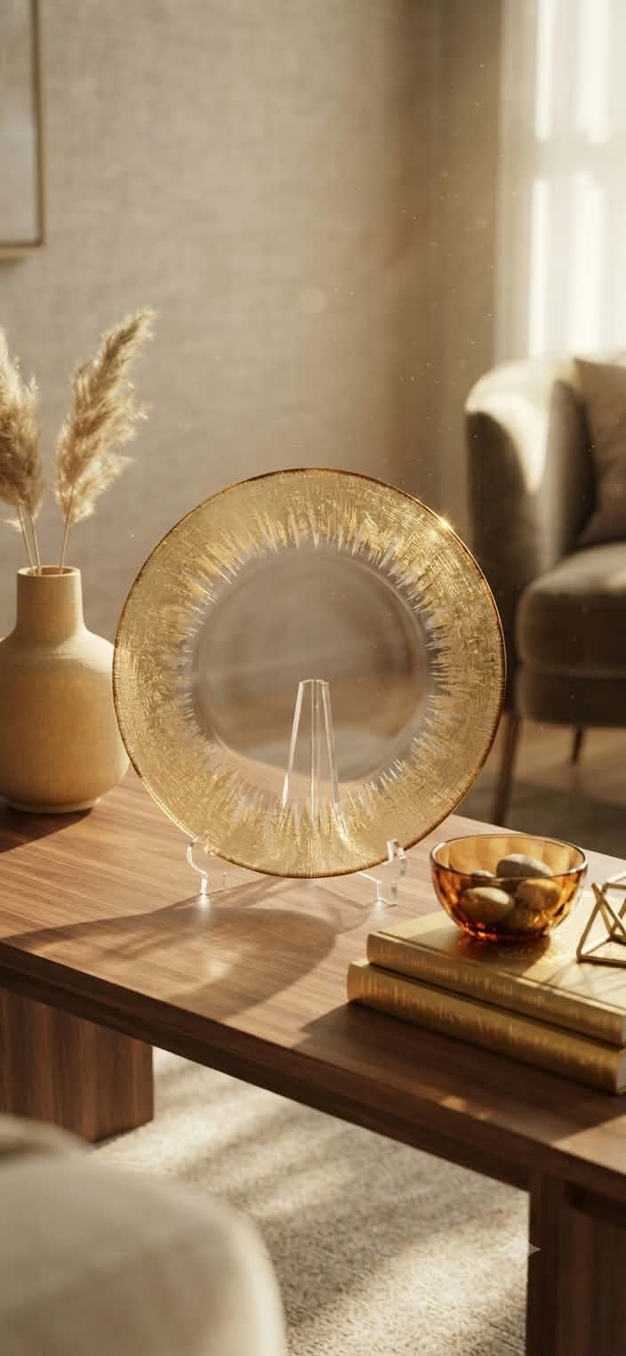 IVV Orizzonte Plate 28cm Clear with Gold Rim