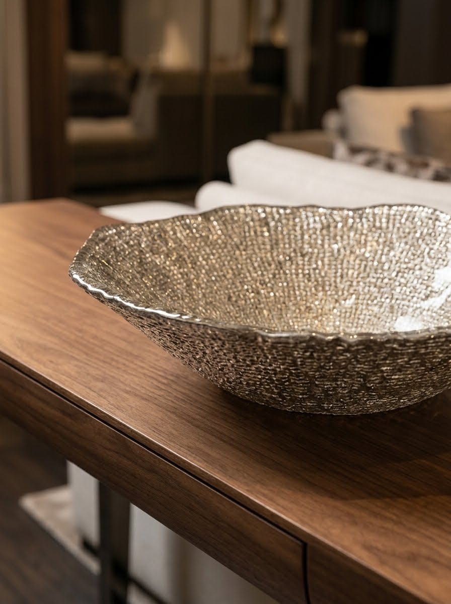 IVV Diamante Bowl 33cm Beige & Chrome