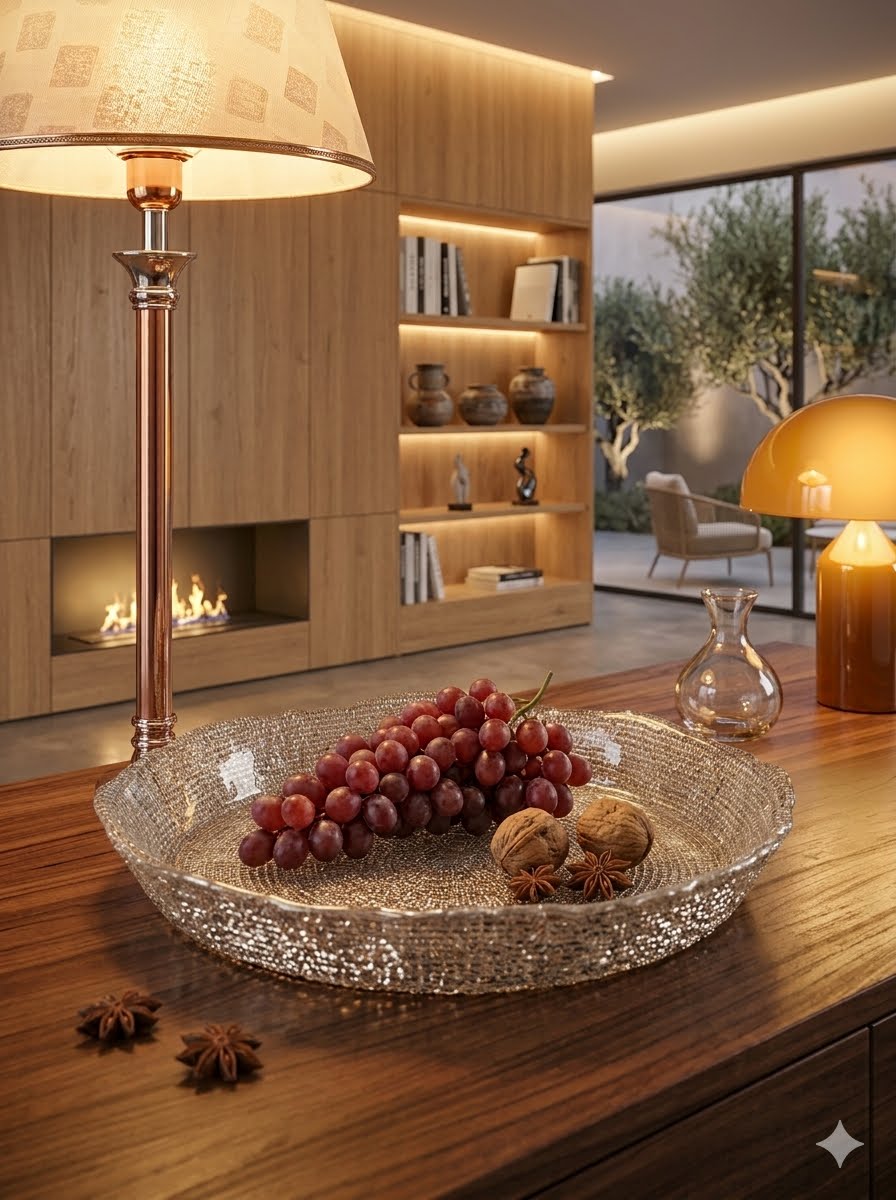 IVV Diamante Fruit Bowl Beige & Chrome Decoration