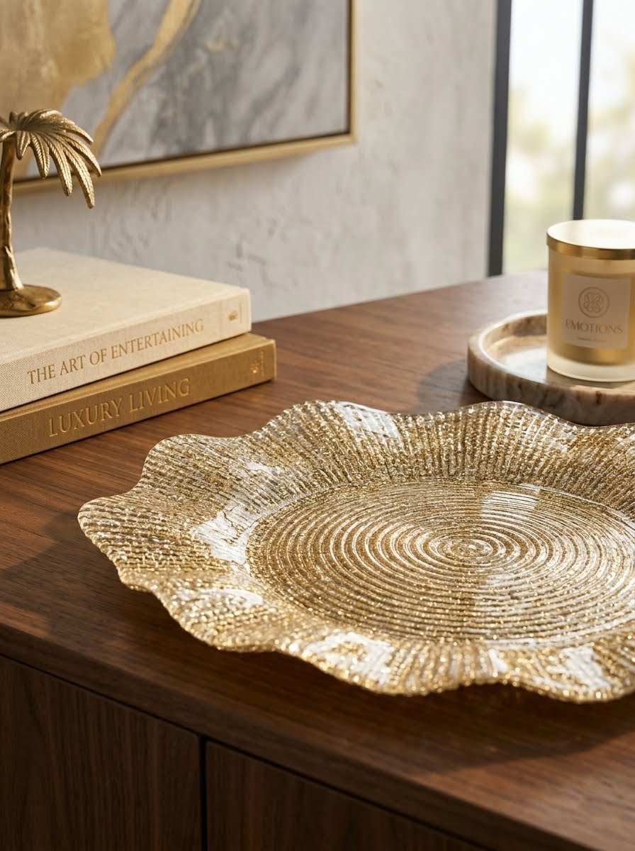 PLATTER CM.37 GOLD GLITTER