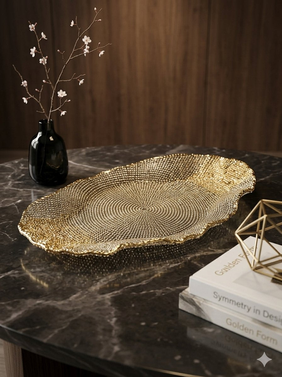 FOLIES OVAL TRAY 52X22.5 GOLD.