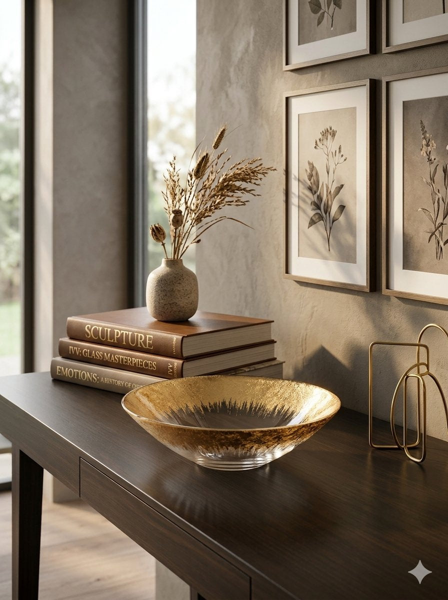 IVV Orizzonte Bowl 33â€¯cm Clear Glass Gold