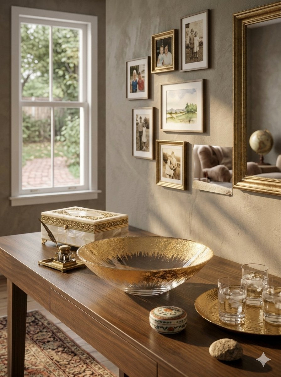 IVV Orizzonte Bowl 33â€¯cm Clear Glass Gold