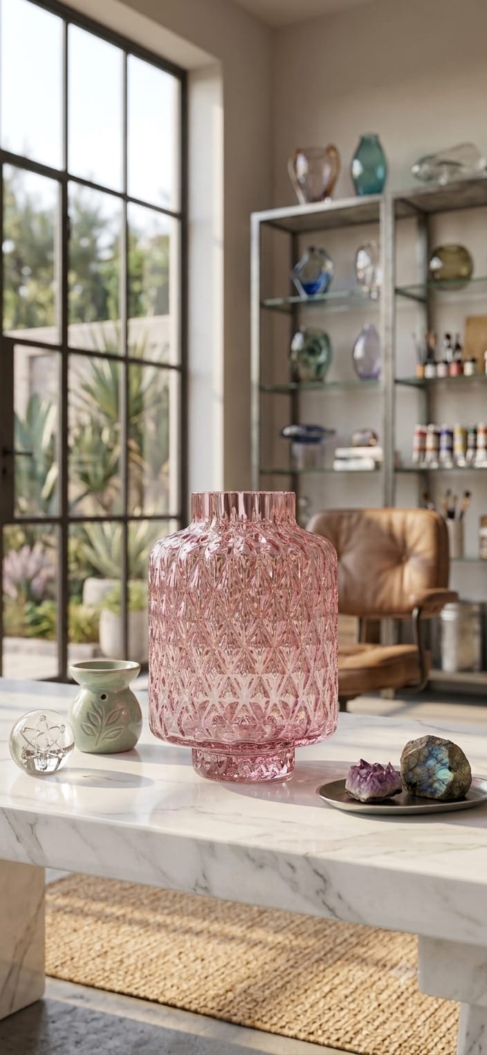 XYZ VASE H.21 PINK OPTIC
