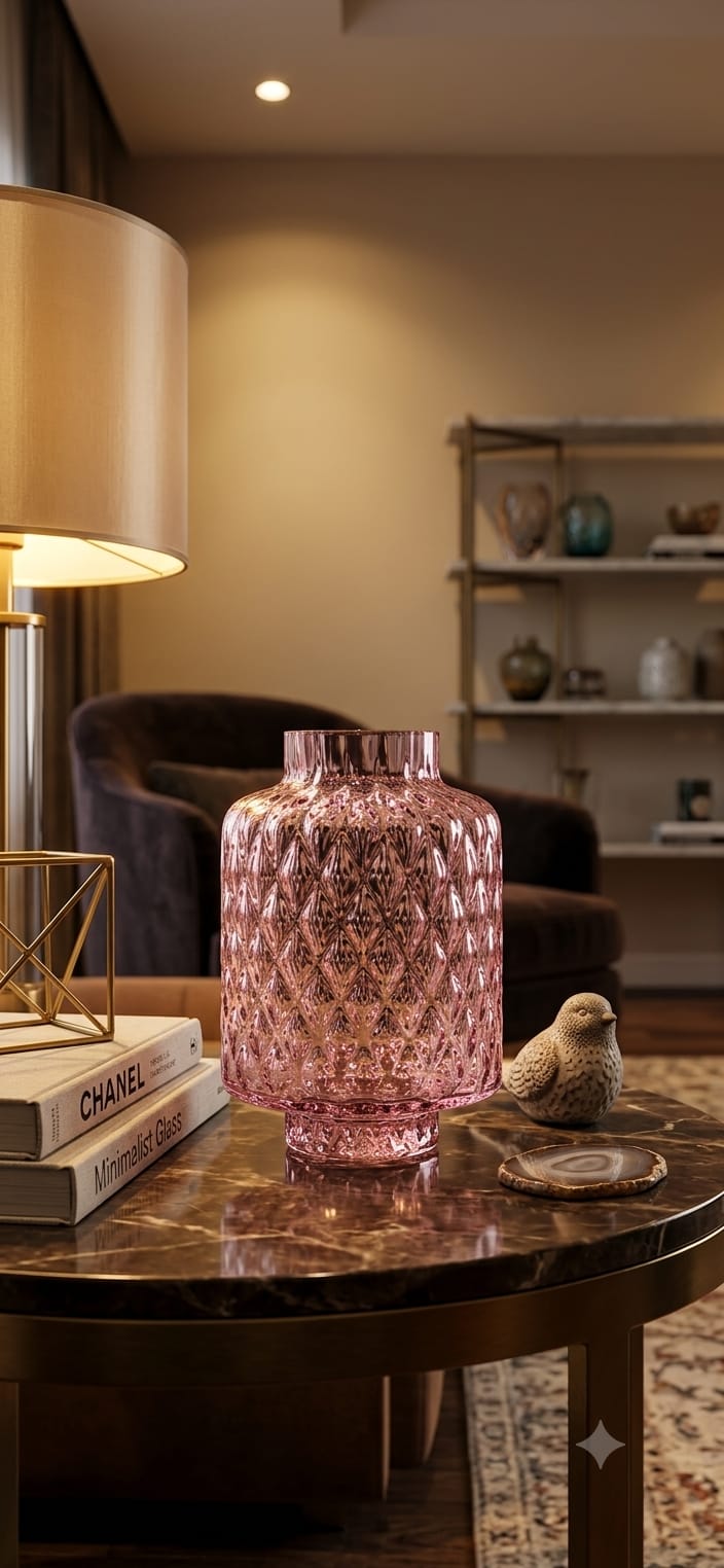 XYZ VASE H.21 PINK OPTIC