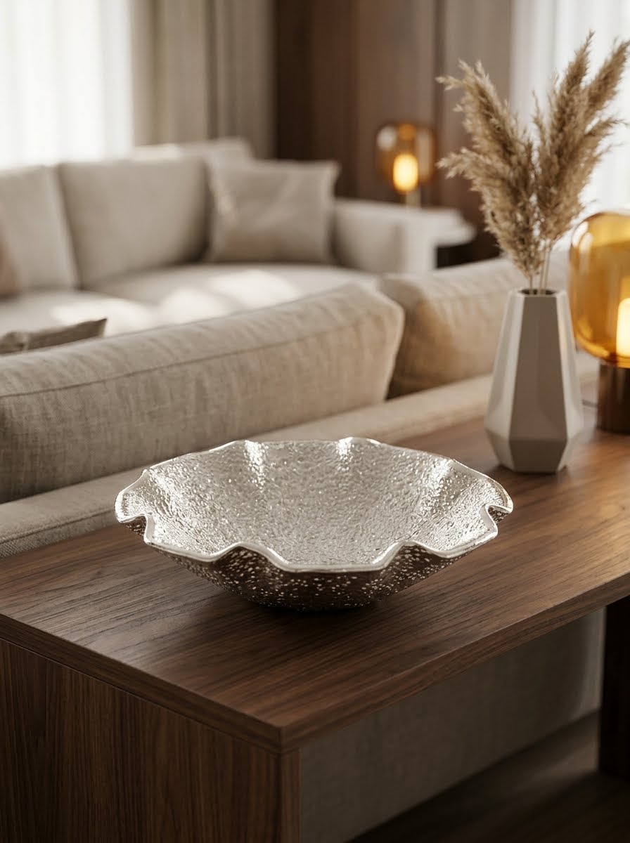 LIRICA SCALLOPED BOWL Ã˜ 25 CM SILVER PLATED SILVER COLOR