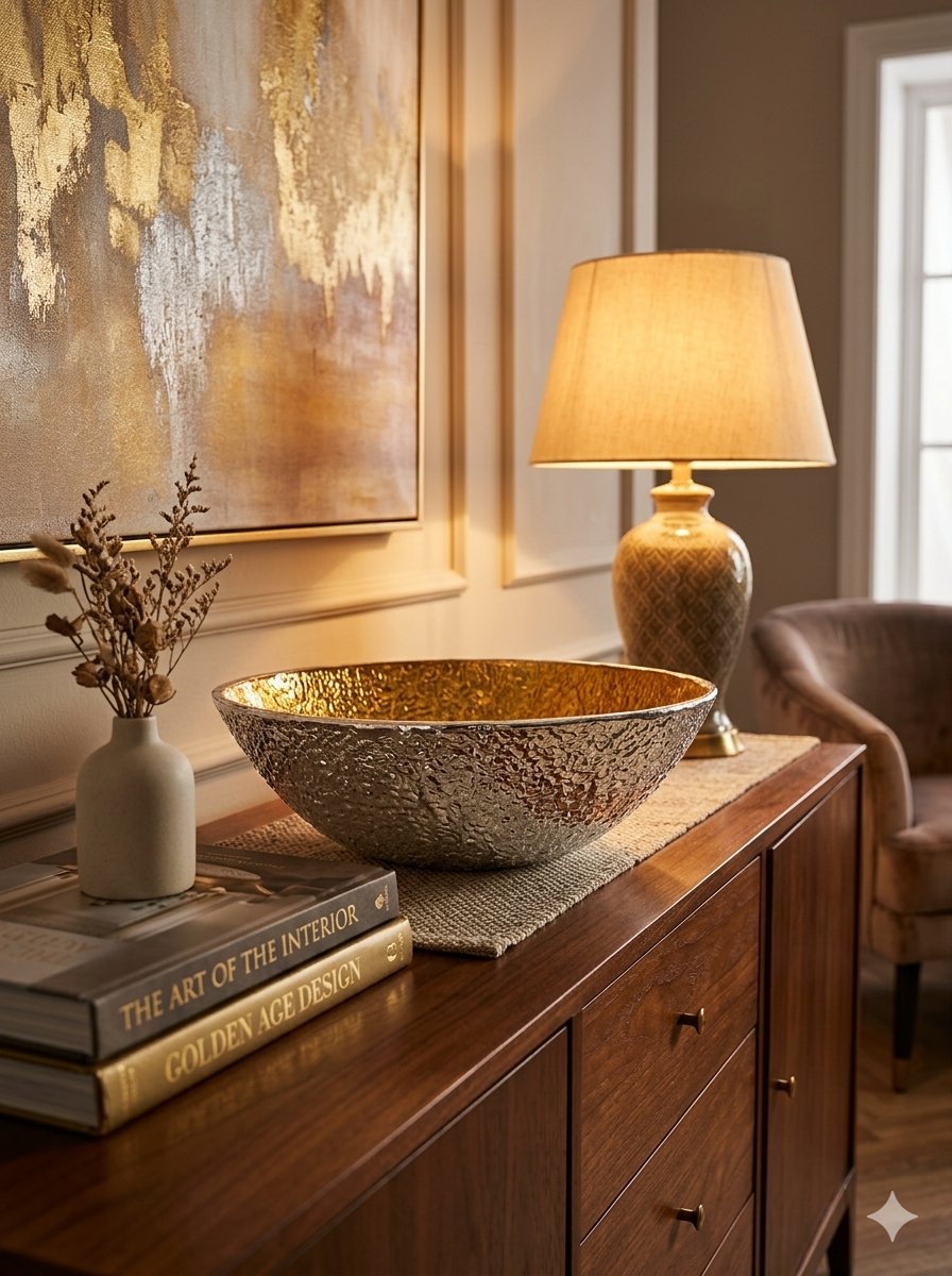 LIRICA BOWL Ã˜ 28 CM SILVER PLATED GOLD COLOR