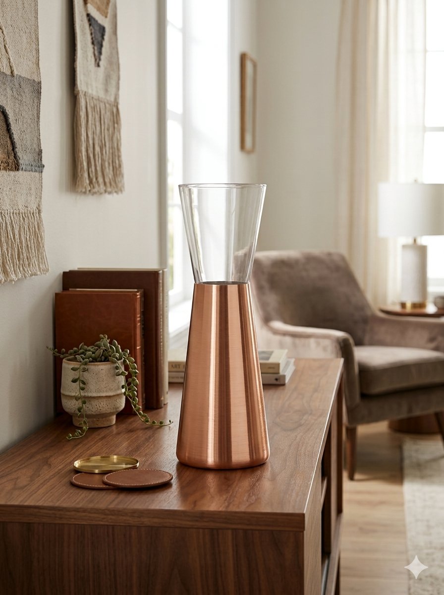 FUTURA VASE H. 30.5 CM CLEAR COPPER DECORATION